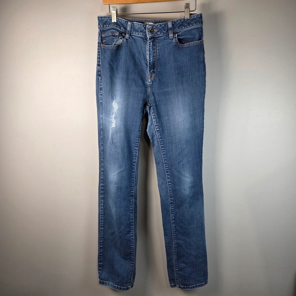 LL Bean Classic Fit Jeans Womens 10 Tall Blue Good Straight Leg Stretch 500301